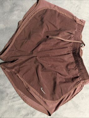 Nike Women's Shorts in Mauve Rose with Silver Swoosh